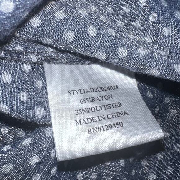 Fred David womens size small polkadot hi/low hem fairy whimsy goth button Henley - Picture 8 of 8